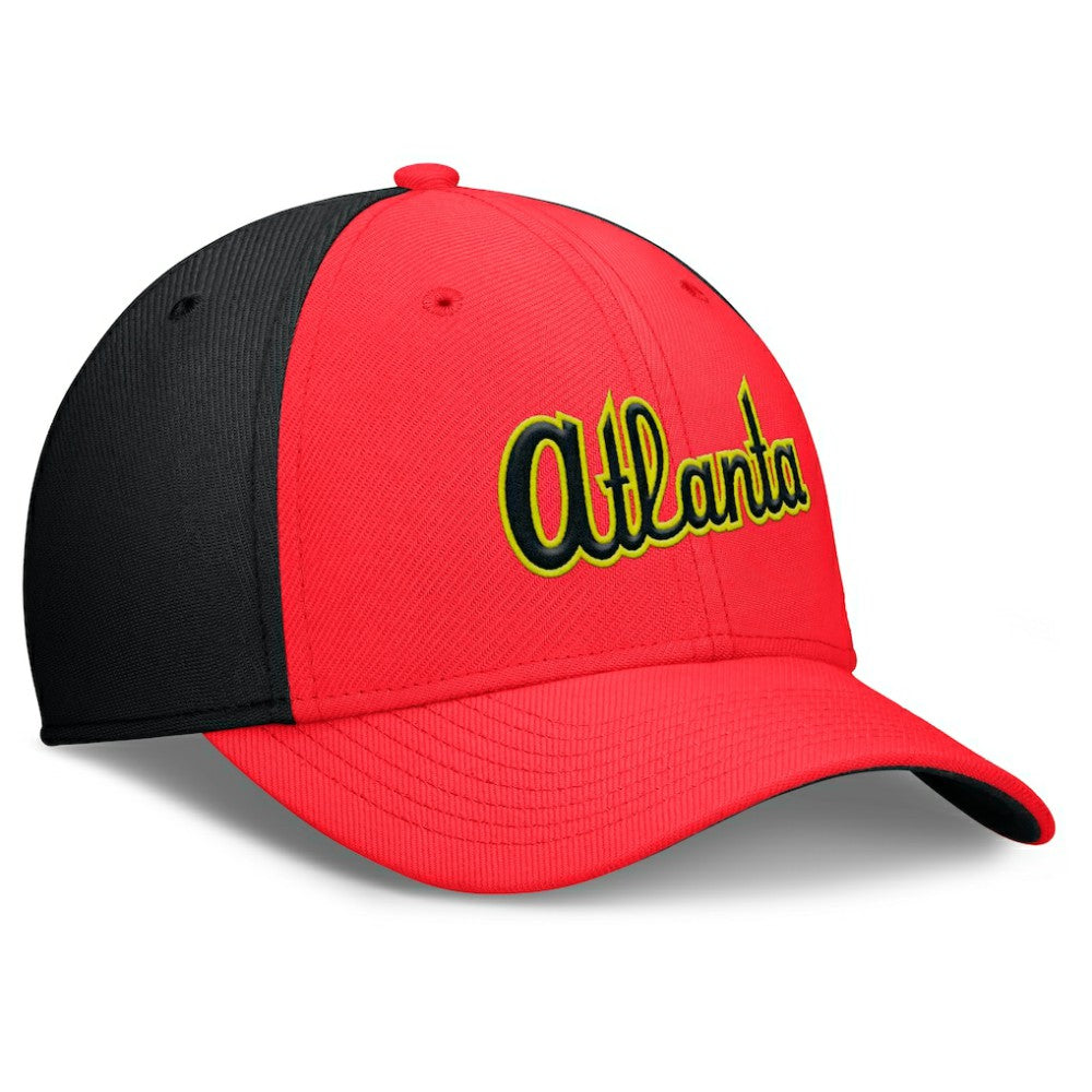 Atlanta Braves Neon 90s Rise SwooshFlex Hat Crimson/Black