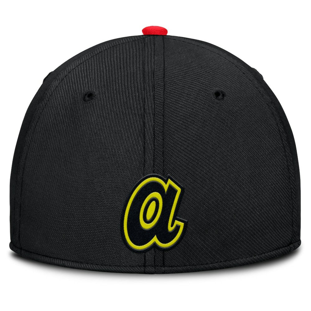Atlanta Braves Neon 90s Rise SwooshFlex Hat Crimson/Black