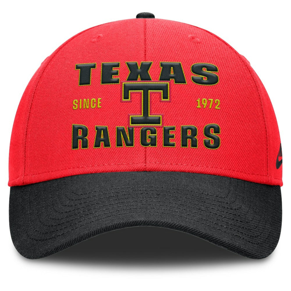 Texas Rangers Neon 90s Rise Adjustable Hat Crimson/Black