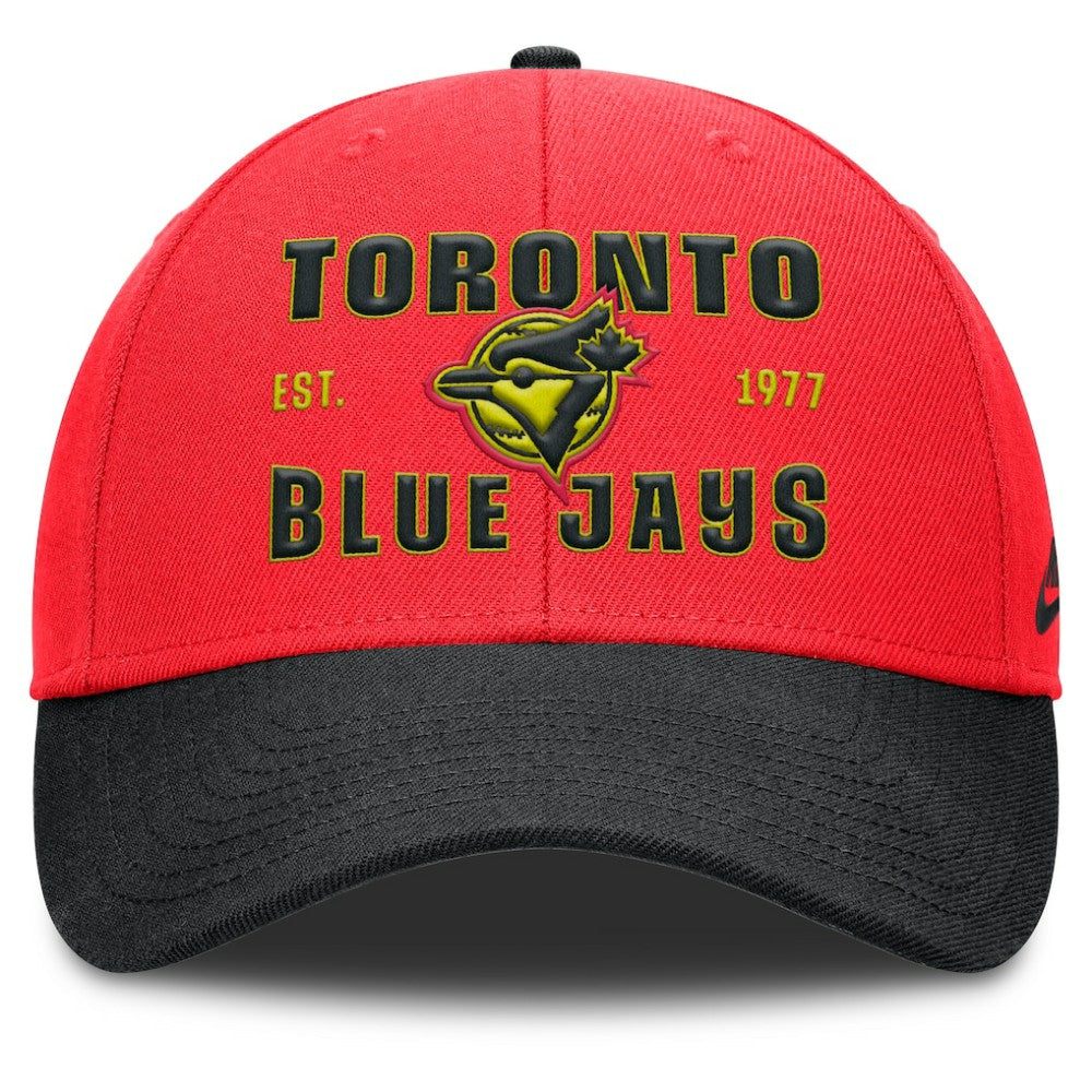 Toronto Blue Jays Neon 90s Rise Adjustable Hat Crimson/Black