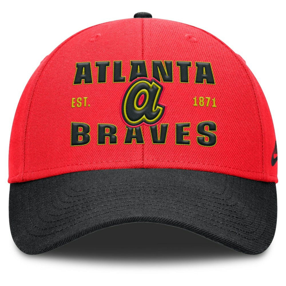 Atlanta Braves Neon 90s Rise Adjustable Hat Crimson/Black