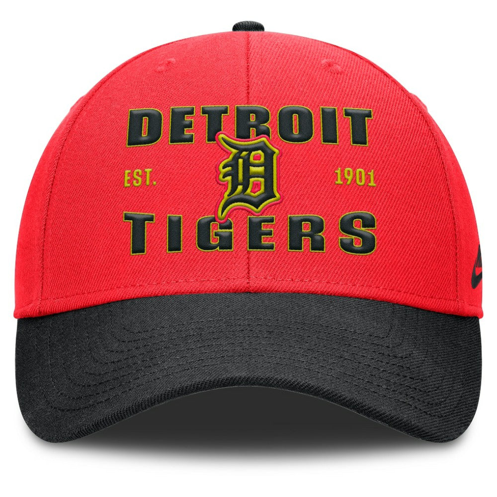 Detroit Tigers Neon 90s Rise Adjustable Hat Crimson/Black