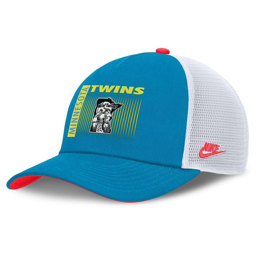 Minnesota Twins Neon 90s Rise Structured Performance Adjustable Trucker Hat Teal