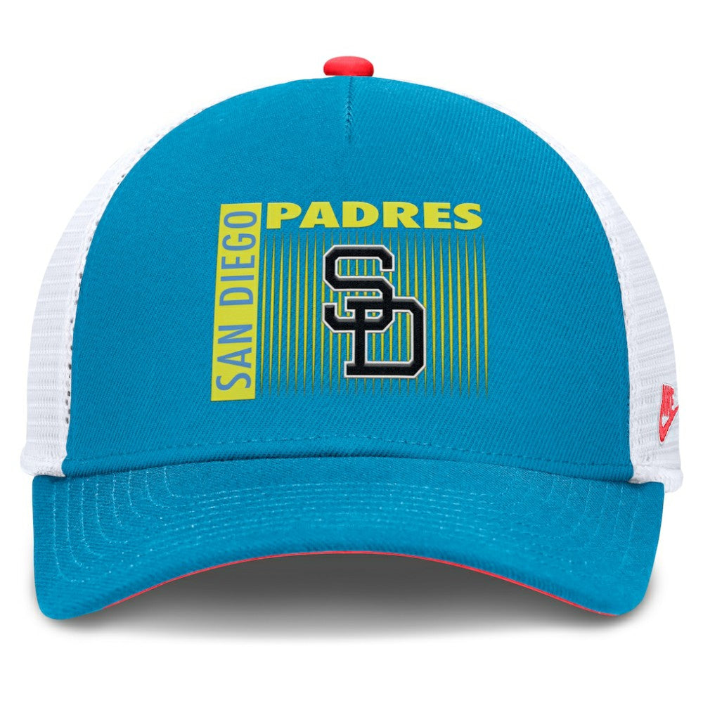 San Diego Padres Neon 90s Rise Structured Performance Adjustable Trucker Hat Teal
