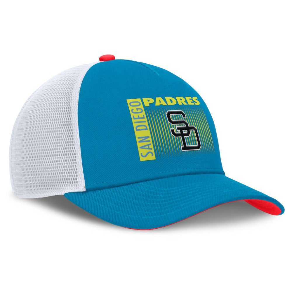 San Diego Padres Neon 90s Rise Structured Performance Adjustable Trucker Hat Teal