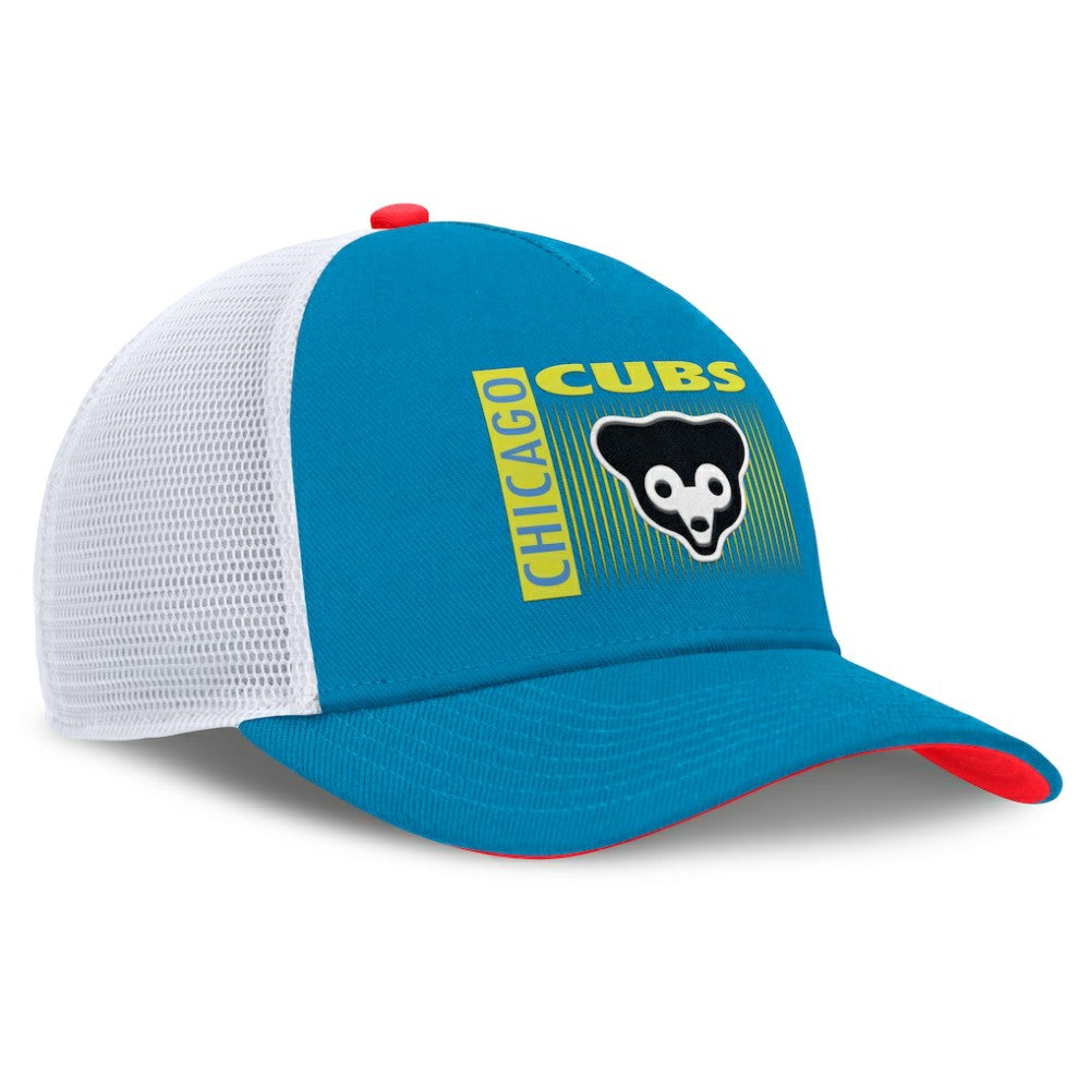 Chicago Cubs Neon 90s Rise Structured Performance Adjustable Trucker Hat Teal