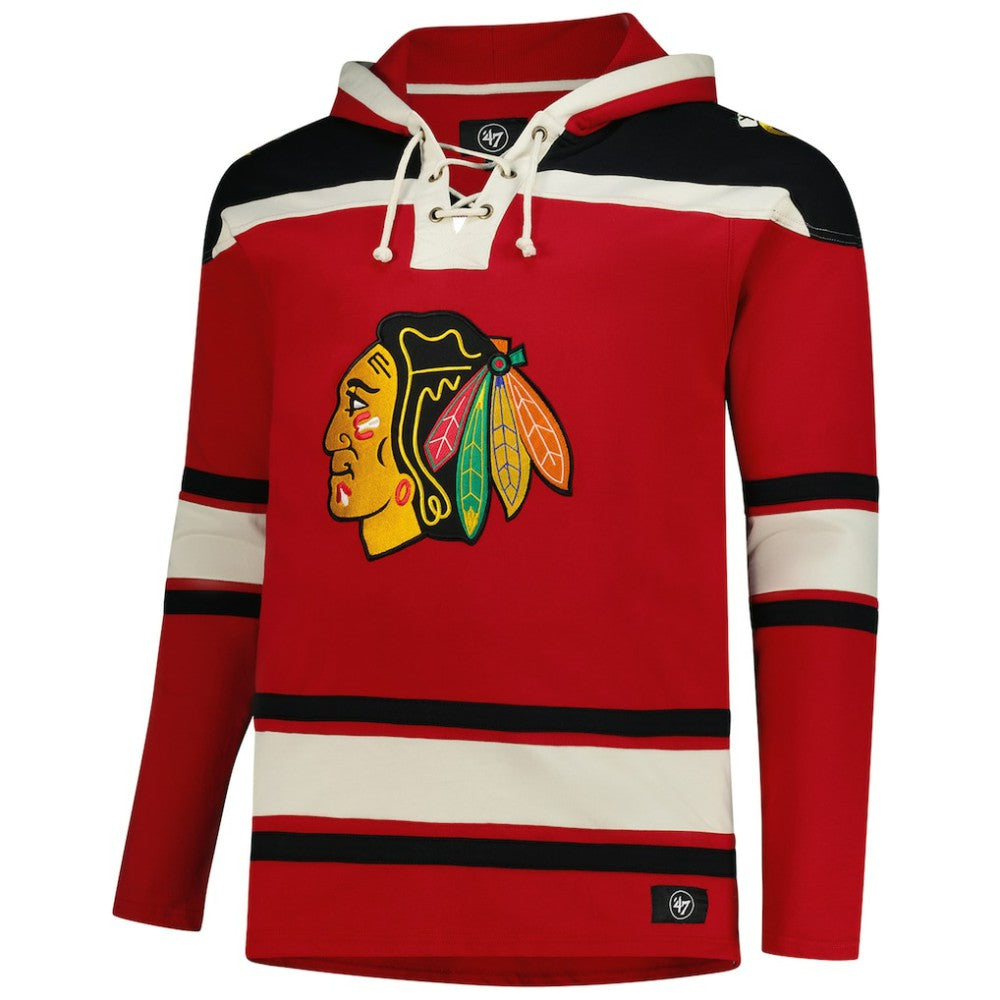 Chicago Blackhawks '47 Big & Tall Superior Lacer Fleece Pullover Hoodie - Red Hoodies