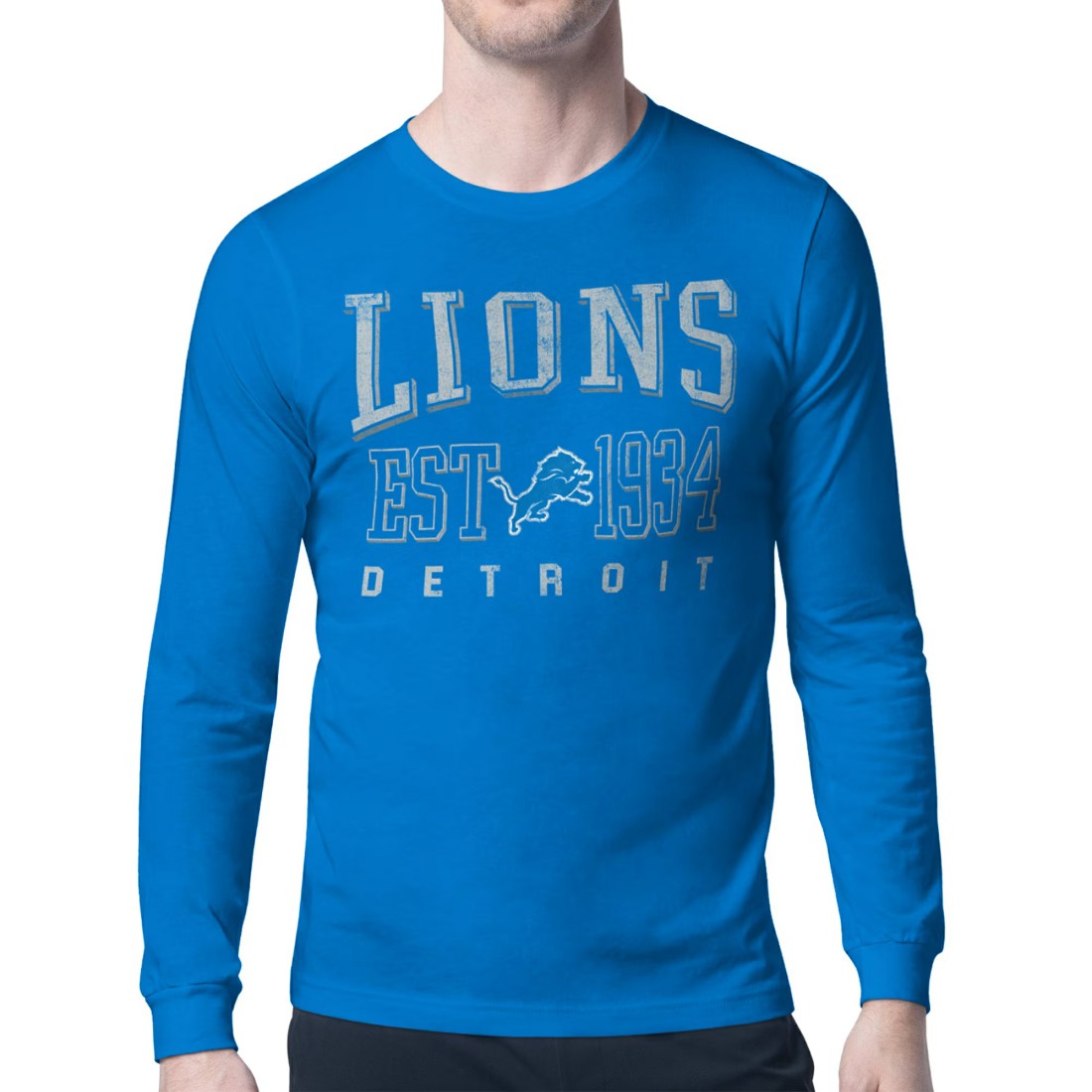 Detroit Lions Starter Retro Team Logo Long Sleeve T-Shirt - Blue cheap