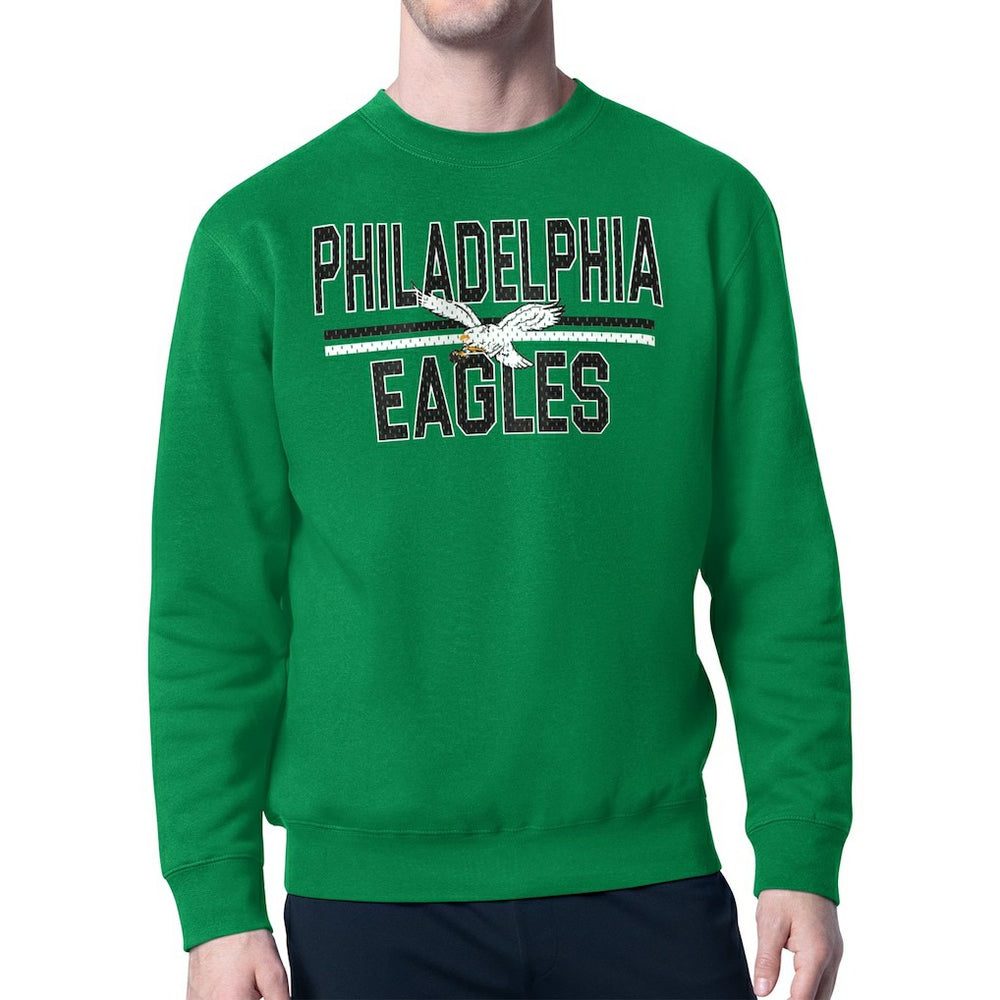 Philadelphia Eagles Starter Mesh Look Retro Logo Pullover Sweatshirt - Kelly Green sale