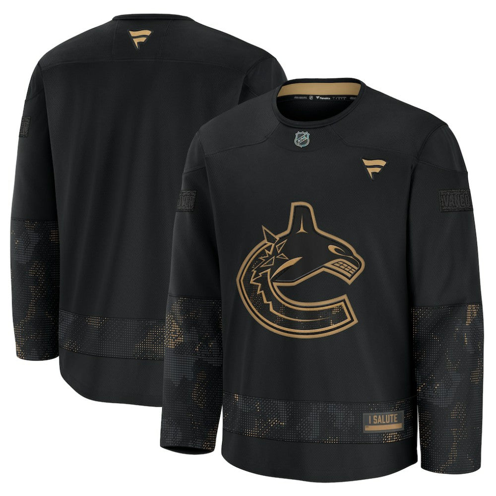 Vancouver Canucks Fanatics 2024 Military Appreciation Practice Jersey - Black Jerseys