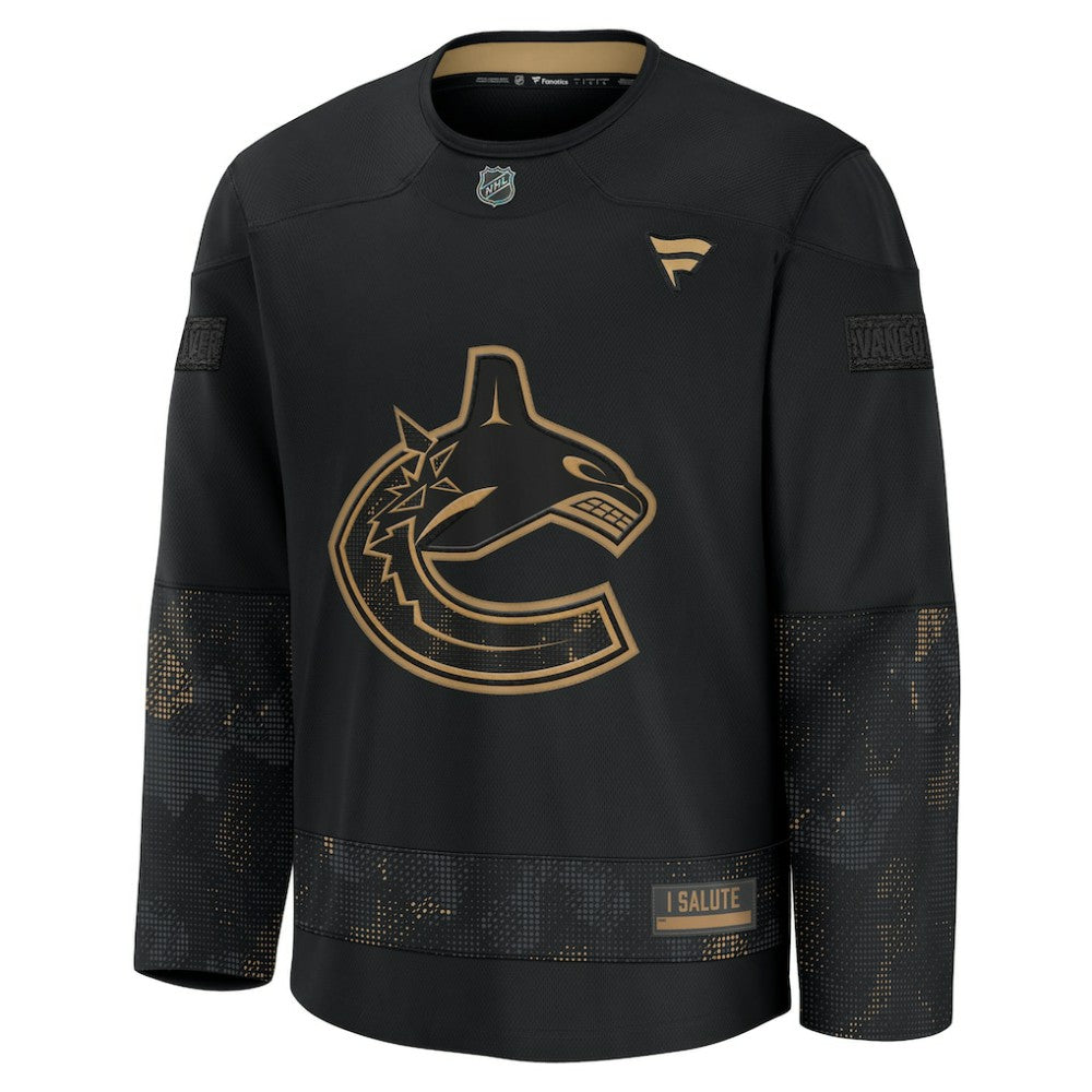 Vancouver Canucks Fanatics 2024 Military Appreciation Practice Jersey - Black Jerseys