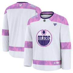 Edmonton Oilers Fanatics 2024 Hockey Fights Cancer Practice Jersey - White Jerseys