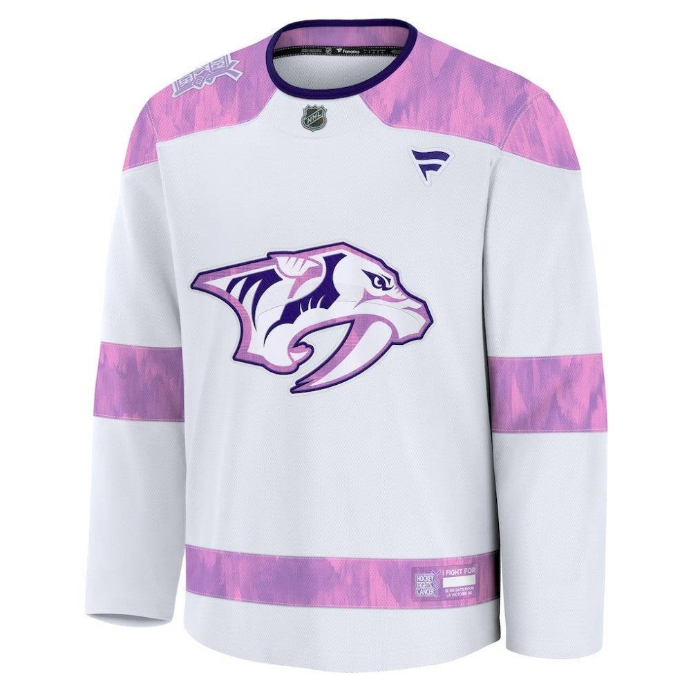 Nashville Predators Fanatics 2024 Hockey Fights Cancer Practice Jersey - White Jerseys