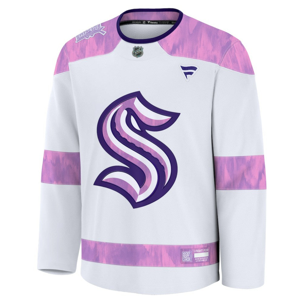 Seattle Kraken Fanatics 2024 Hockey Fights Cancer Practice Jersey - White Jerseys