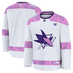 San Jose Sharks Fanatics 2024 Hockey Fights Cancer Practice Jersey - White Jerseys