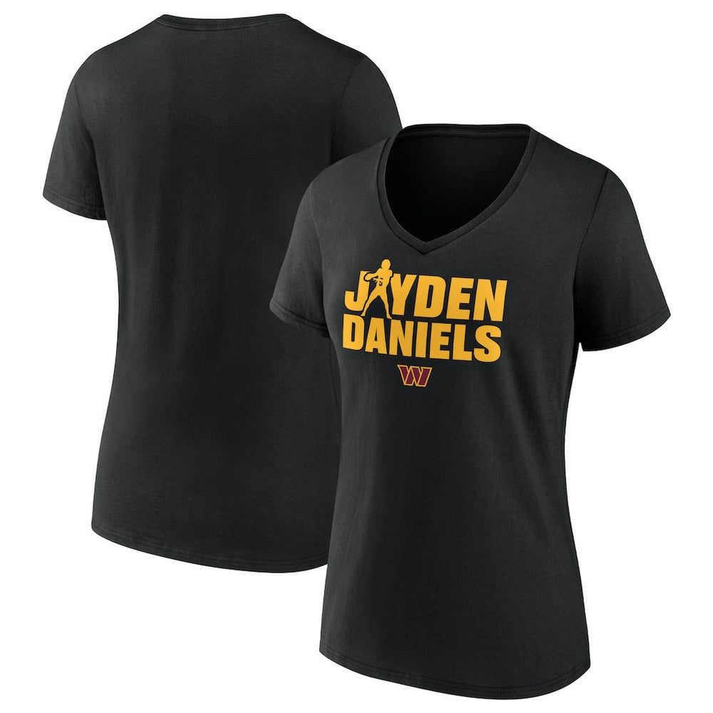 Jayden Daniels Washington Commanders Women's Play Motion T-Shirt - Black on sale