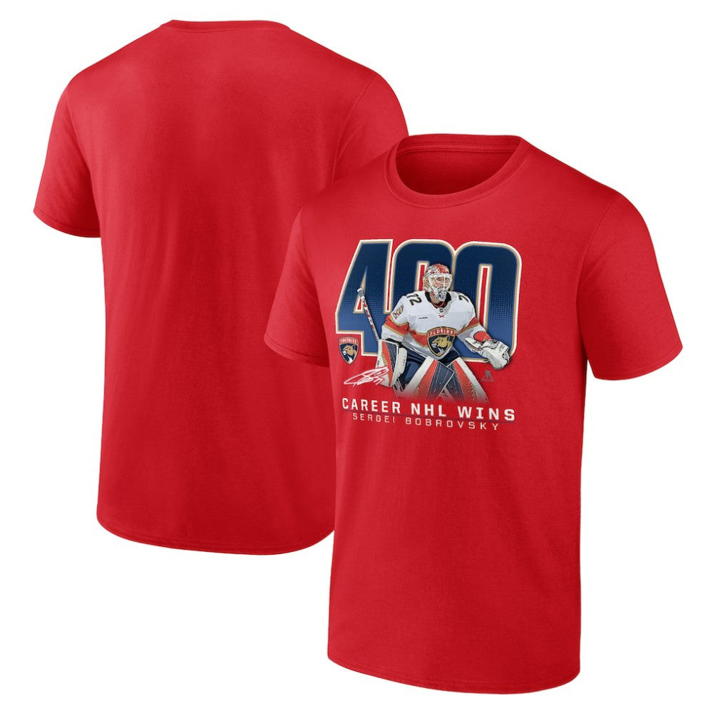 Sergei Bobrovsky Florida Panthers 400 Career Wins T-Shirt - Red T-shirts
