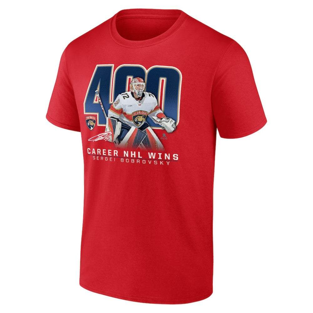 Sergei Bobrovsky Florida Panthers 400 Career Wins T-Shirt - Red T-shirts