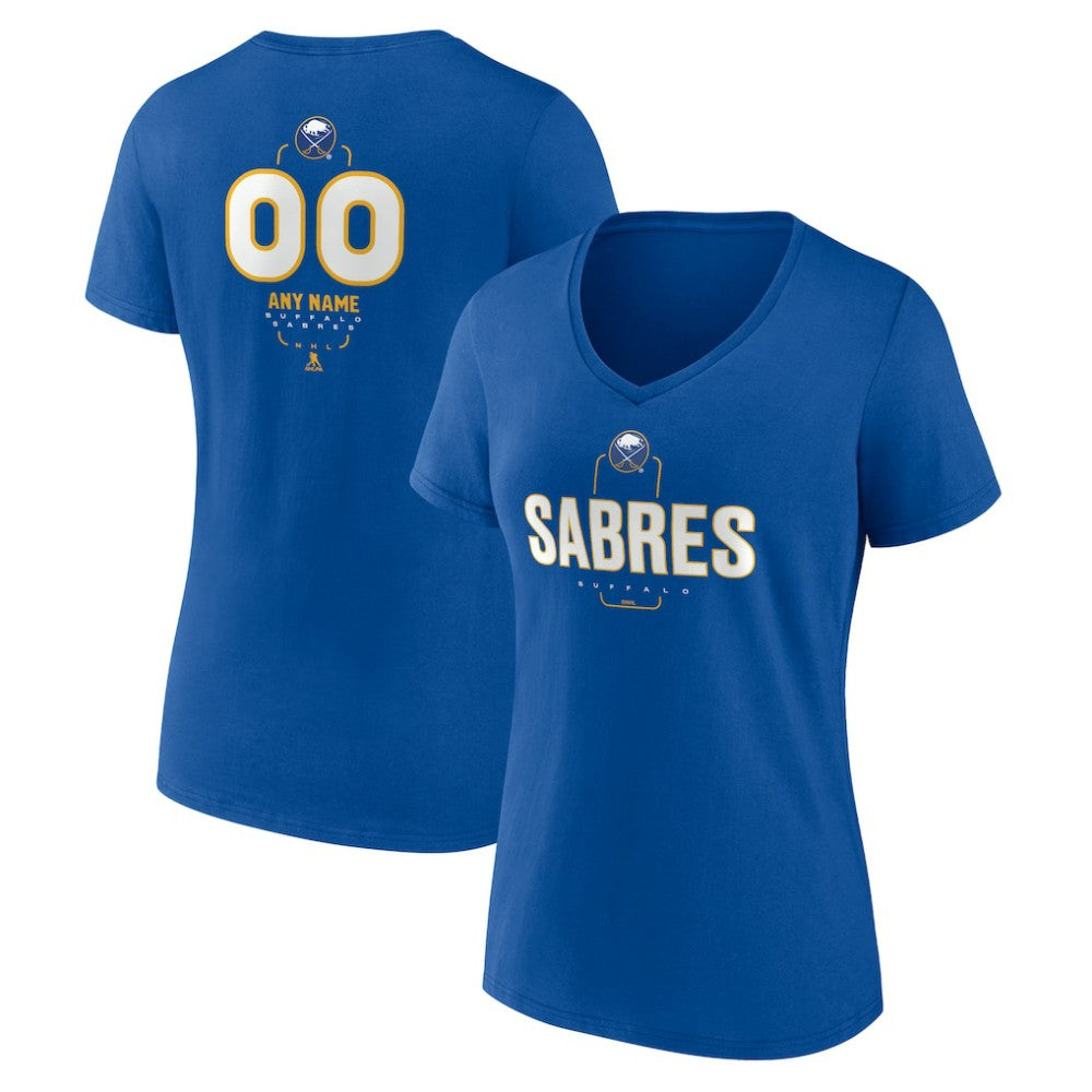Buffalo Sabres Women's Personalized Name & Number Midfielder V-Neck T-Shirt - Royal T-shirts