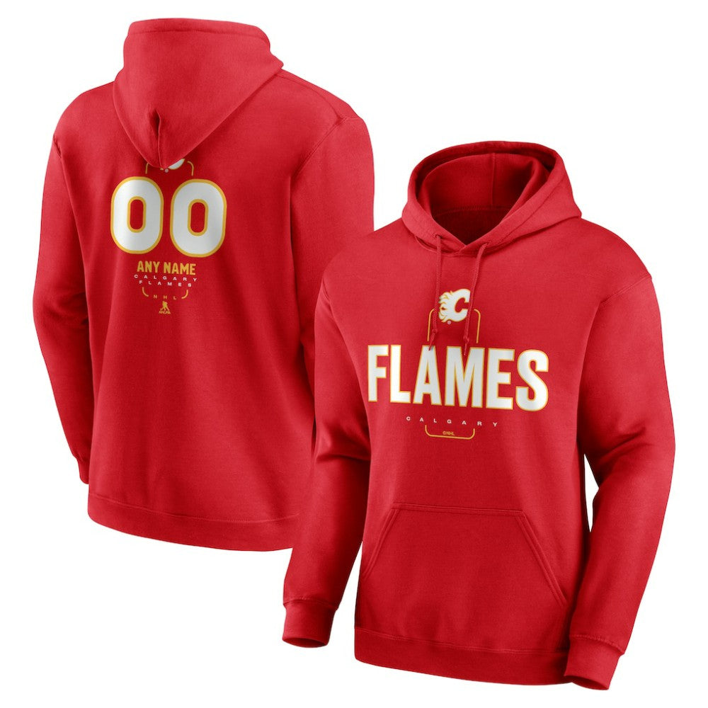 Calgary Flames Personalized Name & Number Midfielder Pullover Hoodie - Red Hoodies