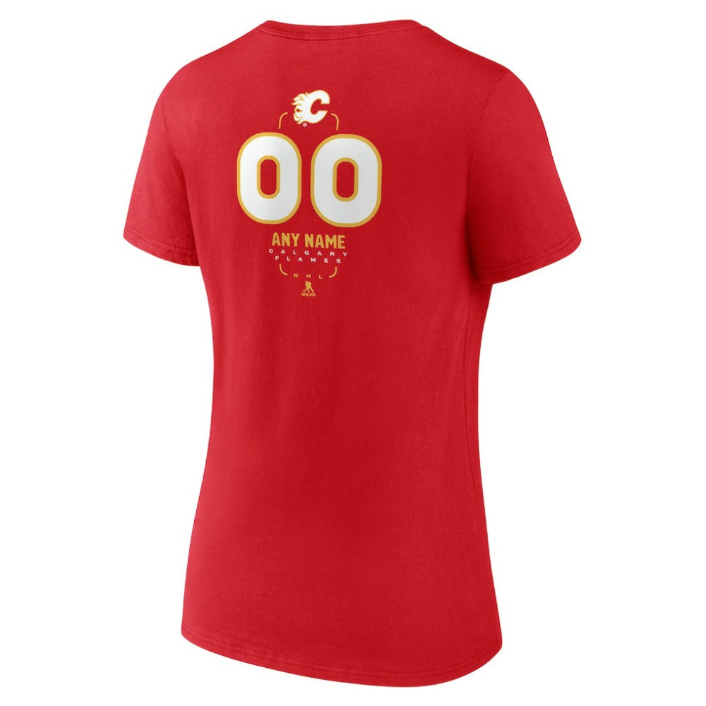 Calgary Flames Women's Personalized Name & Number Midfielder V-Neck T-Shirt - Red T-shirts
