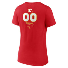 Calgary Flames Women's Personalized Name & Number Midfielder V-Neck T-Shirt - Red T-shirts