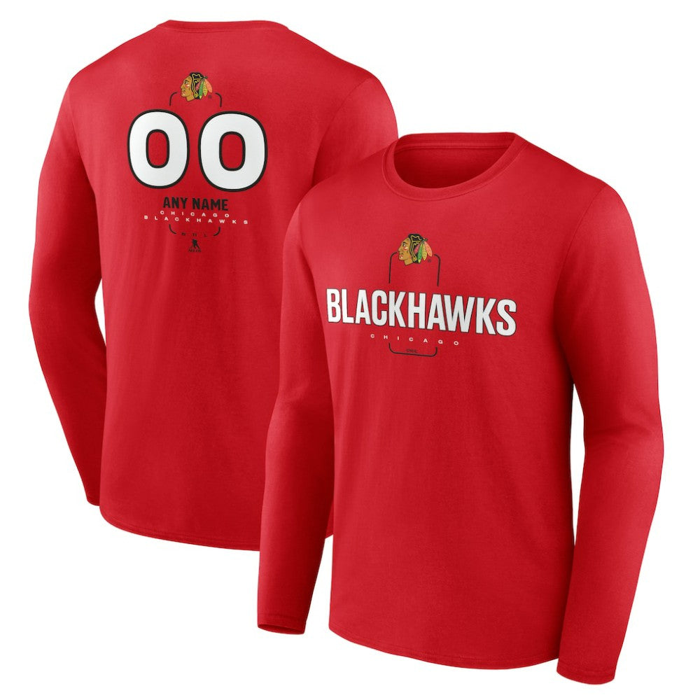 Chicago Blackhawks Personalized Name & Number Midfielder Long Sleeve T-Shirt - Red T-shirts