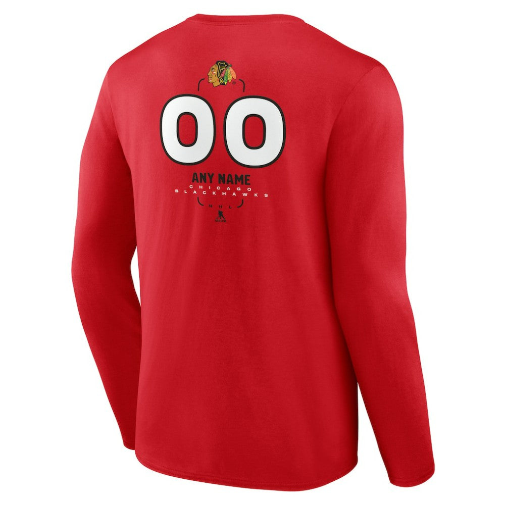 Chicago Blackhawks Personalized Name & Number Midfielder Long Sleeve T-Shirt - Red T-shirts