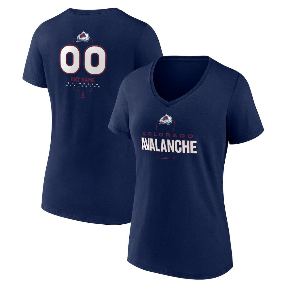 Colorado Avalanche Women's Personalized Name & Number Midfielder V-Neck T-Shirt - Navy T-shirts
