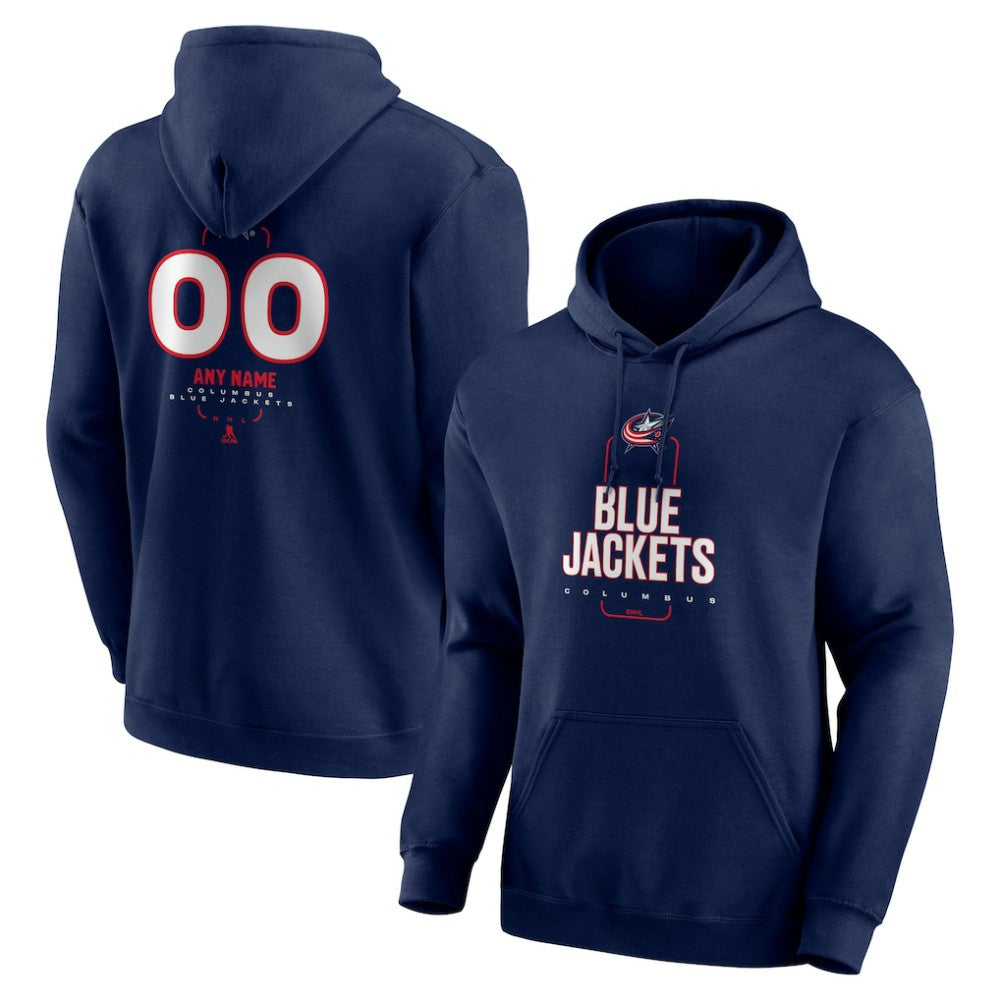 Columbus Blue Jackets Personalized Name & Number Midfielder Pullover Hoodie - Navy Hoodies