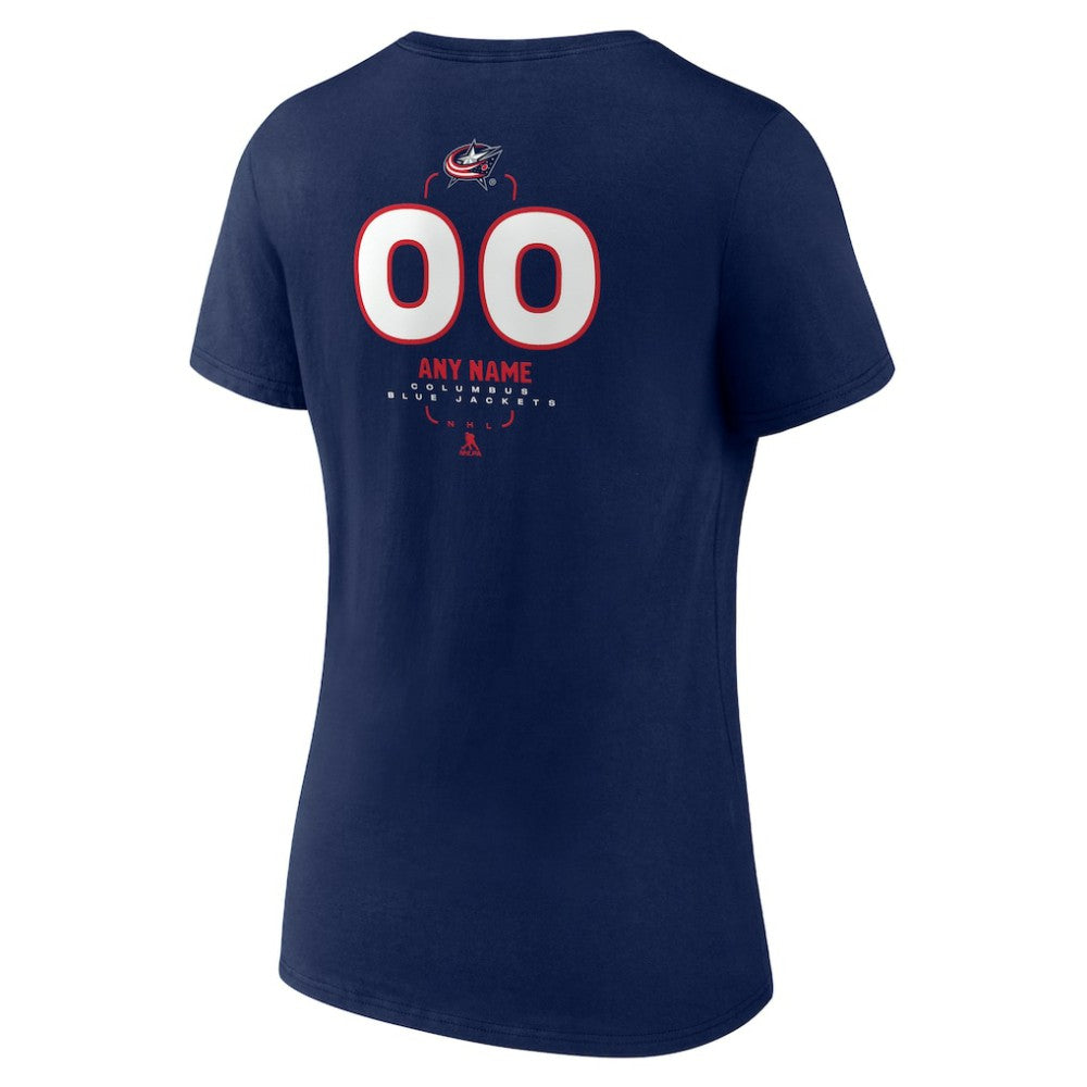 Columbus Blue Jackets Women's Personalized Name & Number Midfielder V-Neck T-Shirt - Navy T-shirts
