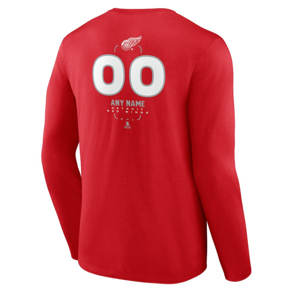 Detroit Red Wings Personalized Name & Number Midfielder Long Sleeve T-Shirt - Red T-shirts