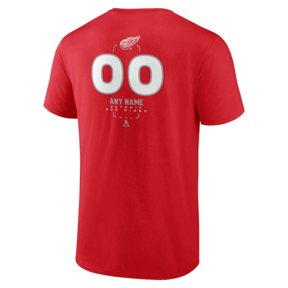 Detroit Red Wings Personalized Name & Number Midfielder T-Shirt - Red T-shirts