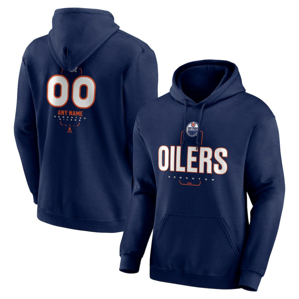 Edmonton Oilers Personalized Name & Number Midfielder Pullover Hoodie - Navy Hoodies