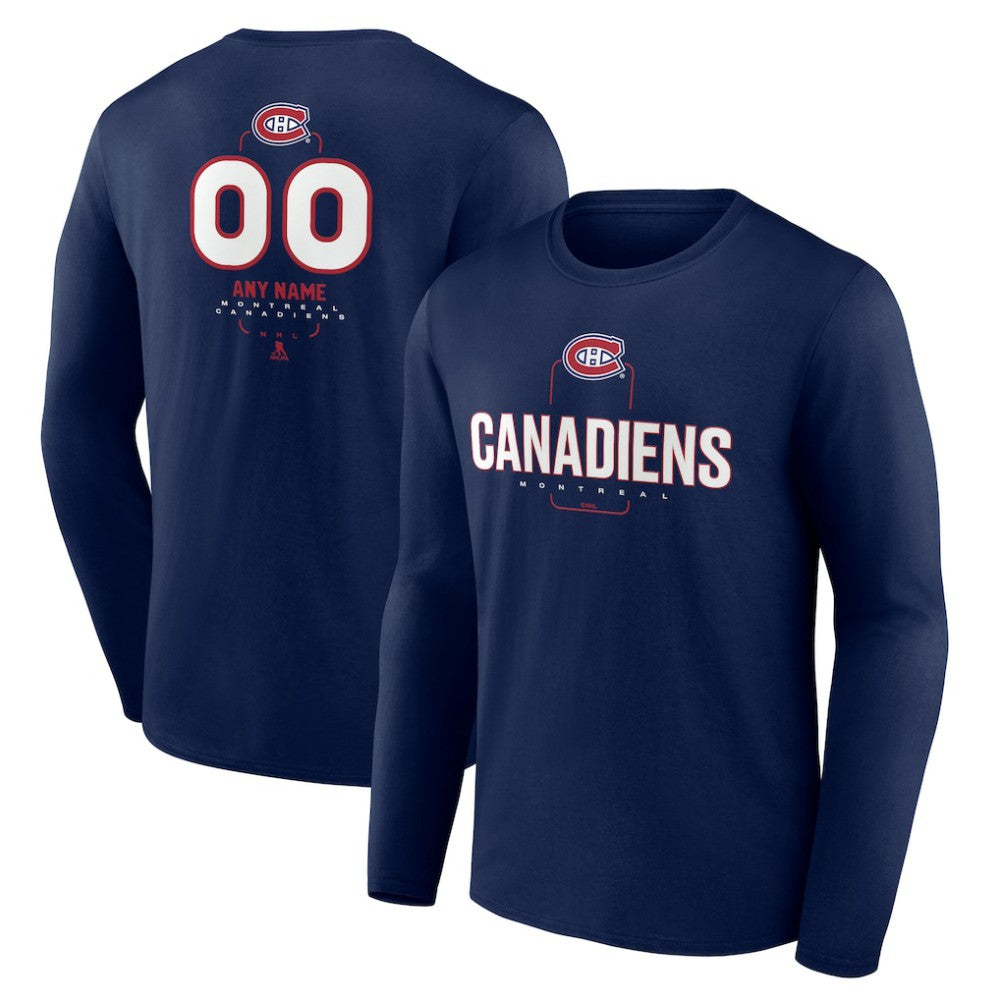 Montreal Canadiens Personalized Name & Number Midfielder Long Sleeve T-Shirt - Navy T-shirts