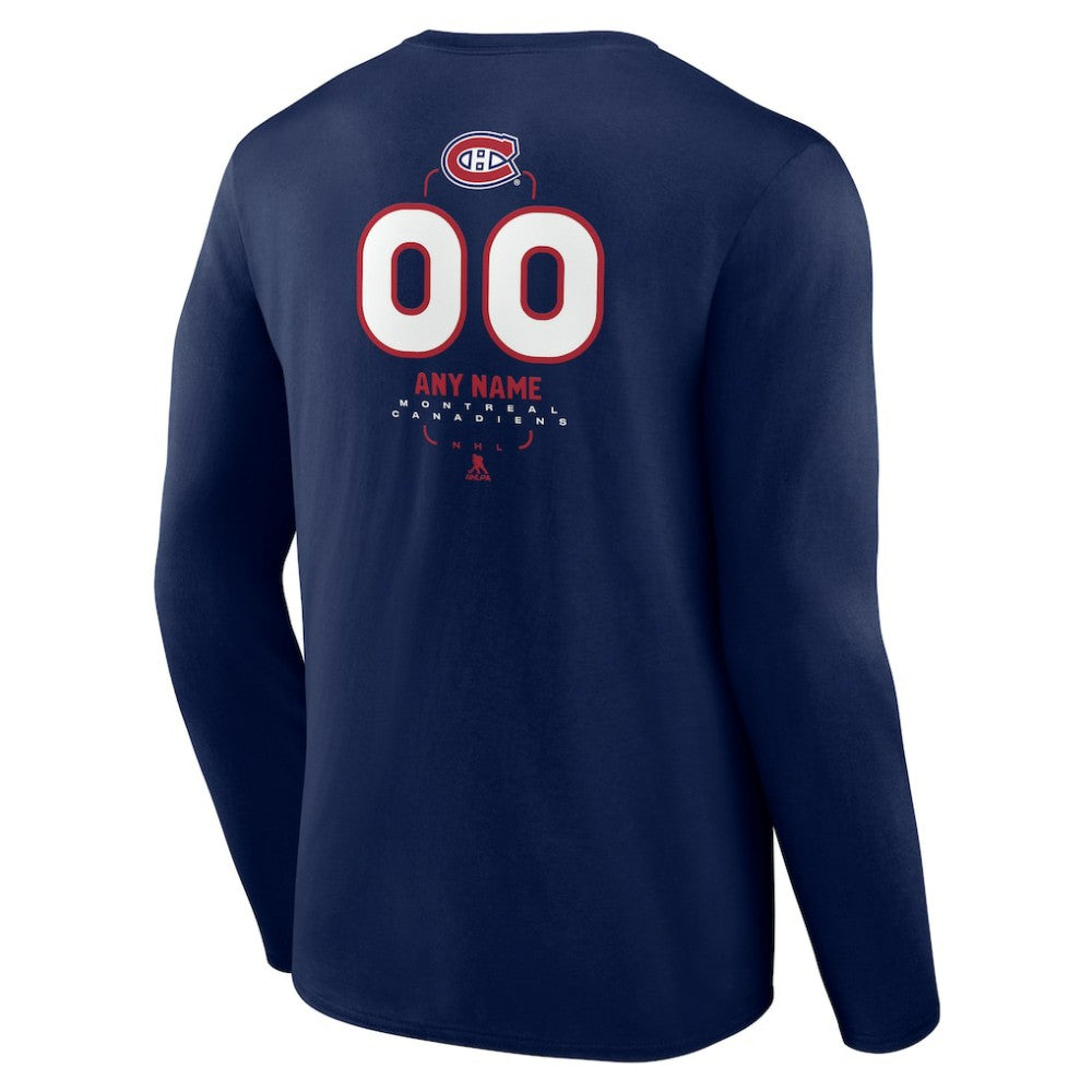 Montreal Canadiens Personalized Name & Number Midfielder Long Sleeve T-Shirt - Navy T-shirts