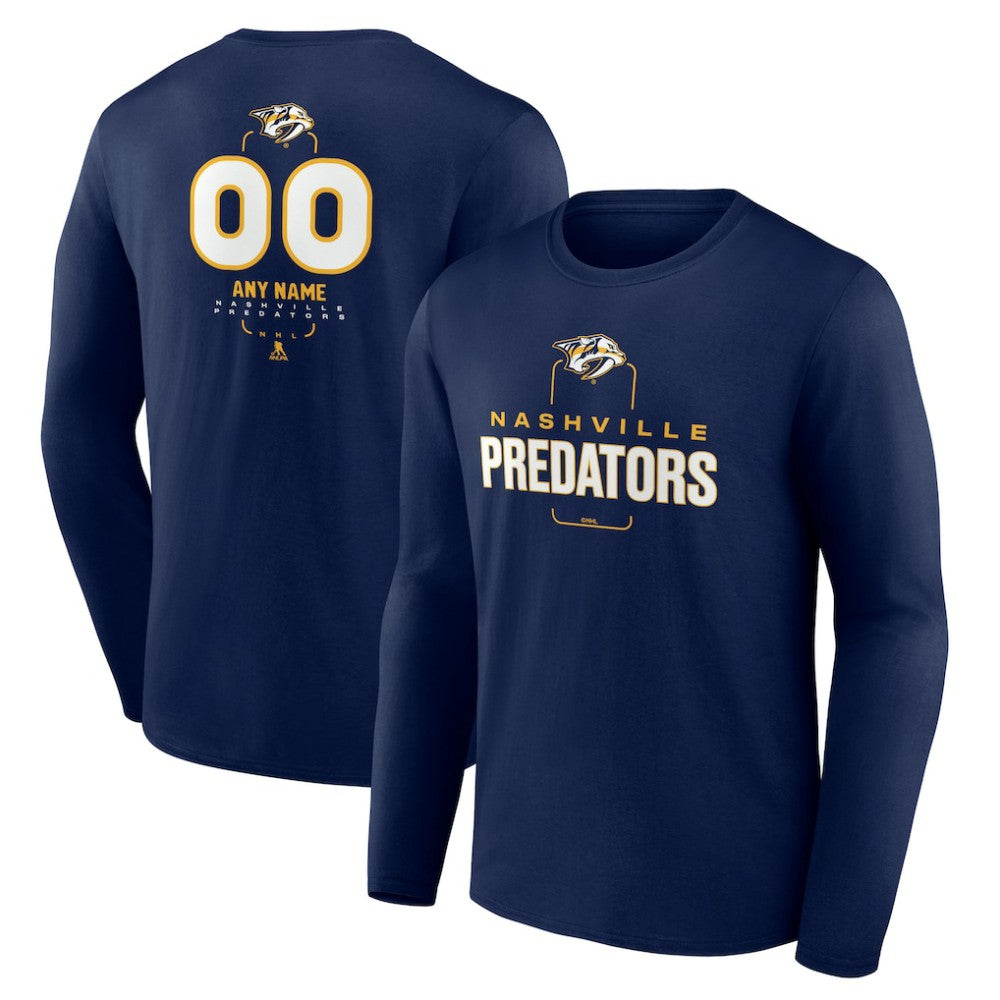Nashville Predators Personalized Name & Number Midfielder Long Sleeve T-Shirt - Navy T-shirts