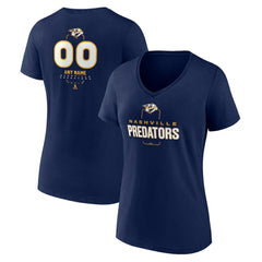 Nashville Predators Women's Personalized Name & Number Midfielder V-Neck T-Shirt - Navy T-shirts