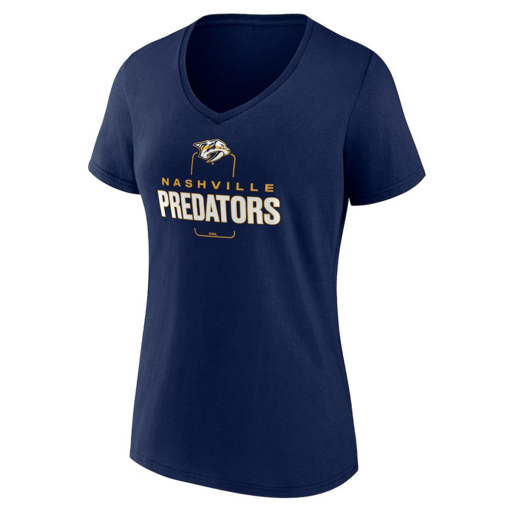 Nashville Predators Women's Personalized Name & Number Midfielder V-Neck T-Shirt - Navy T-shirts