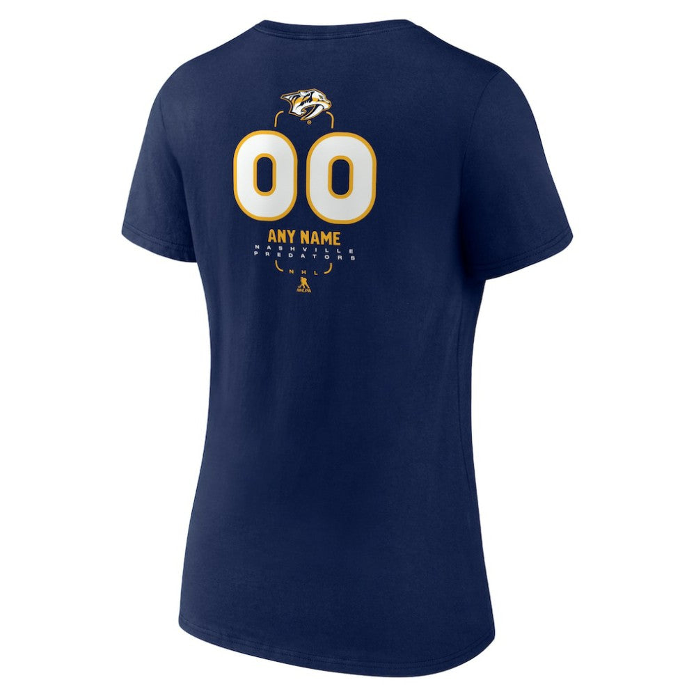 Nashville Predators Women's Personalized Name & Number Midfielder V-Neck T-Shirt - Navy T-shirts