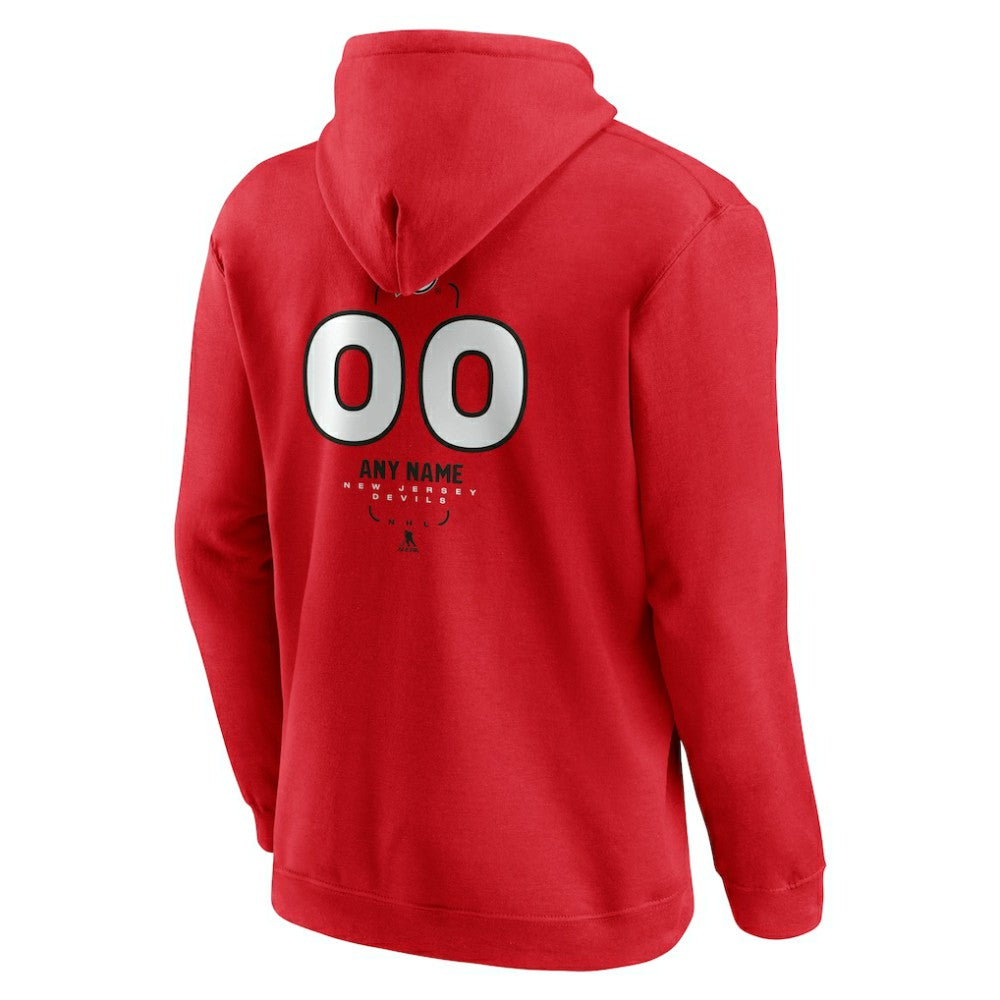 New Jersey Devils Personalized Name & Number Midfielder Pullover Hoodie - Red Jerseys