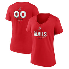 New Jersey Devils Women's Personalized Name & Number Midfielder V-Neck T-Shirt - Red T-shirts