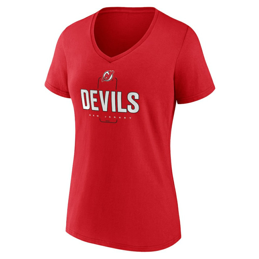 New Jersey Devils Women's Personalized Name & Number Midfielder V-Neck T-Shirt - Red T-shirts