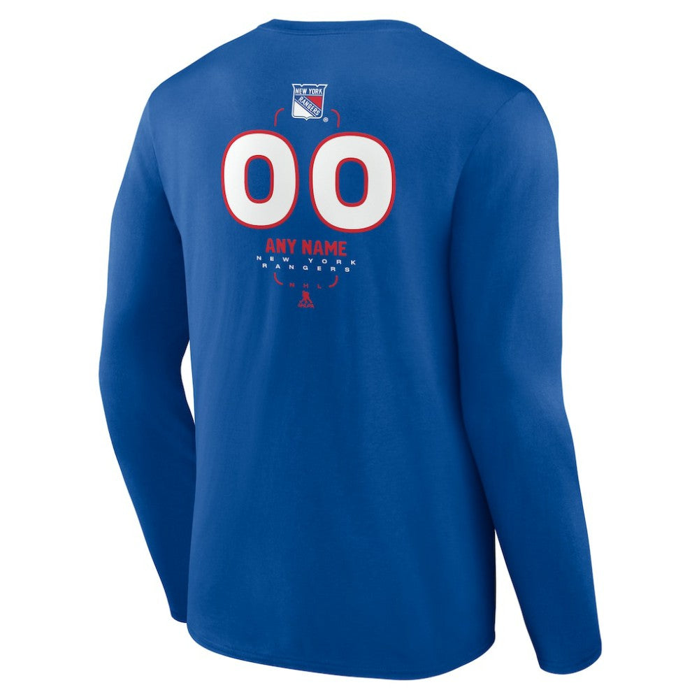 New York Rangers Personalized Name & Number Midfielder Long Sleeve T-Shirt - Blue T-shirts