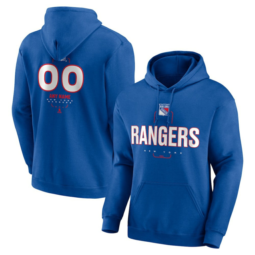 New York Rangers Personalized Name & Number Midfielder Pullover Hoodie - Blue Hoodies