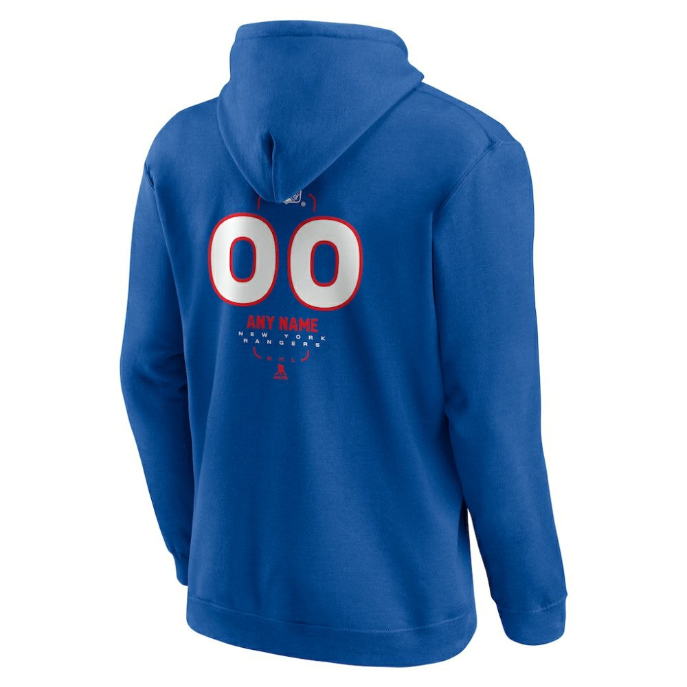 New York Rangers Personalized Name & Number Midfielder Pullover Hoodie - Blue Hoodies