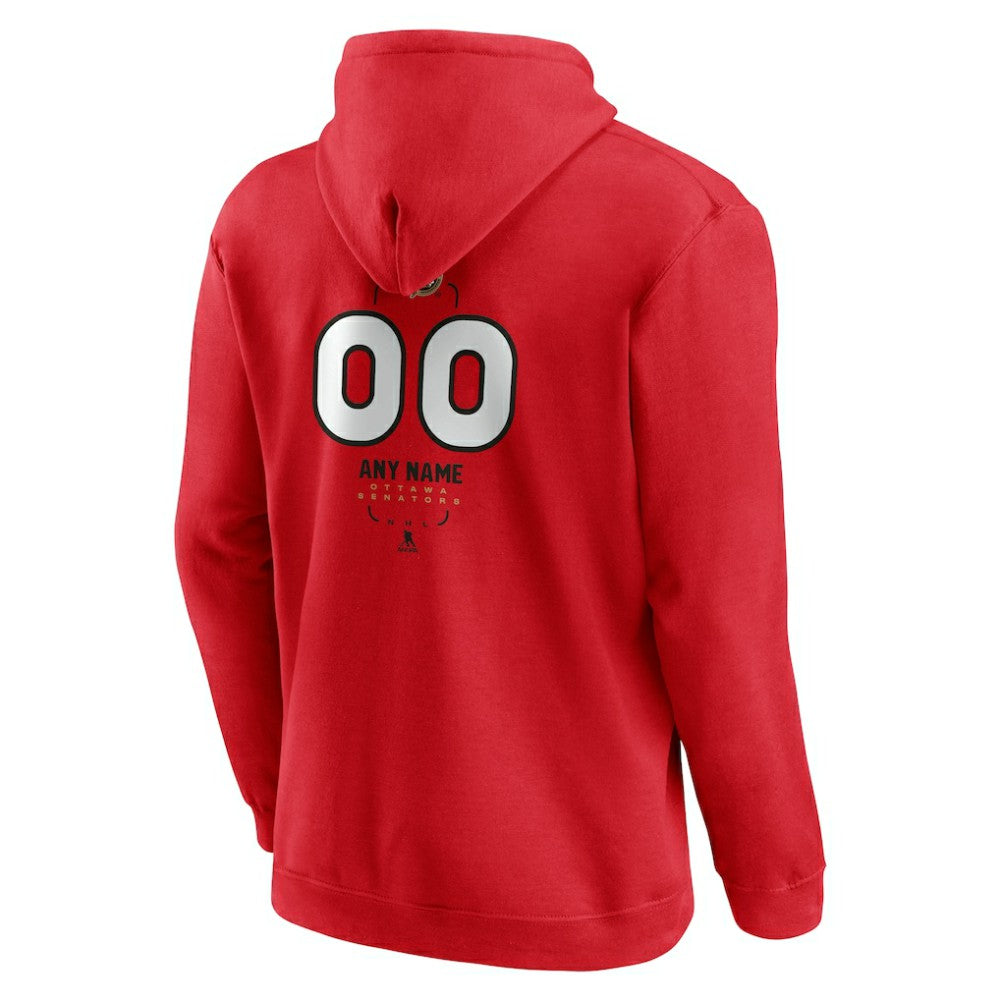 Ottawa Senators Personalized Name & Number Midfielder Pullover Hoodie - Red Hoodies