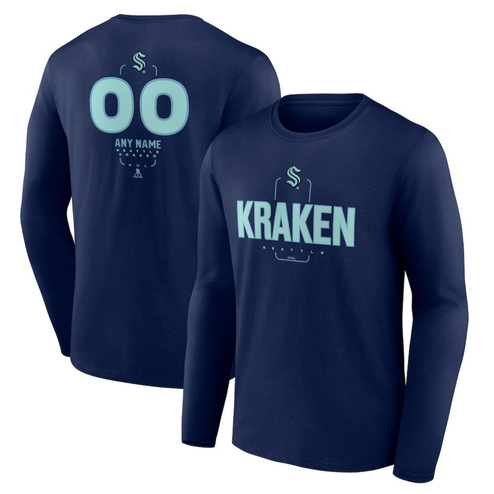 Seattle Kraken Personalized Name & Number Midfielder Long Sleeve T-Shirt - Deep Sea Blue T-shirts