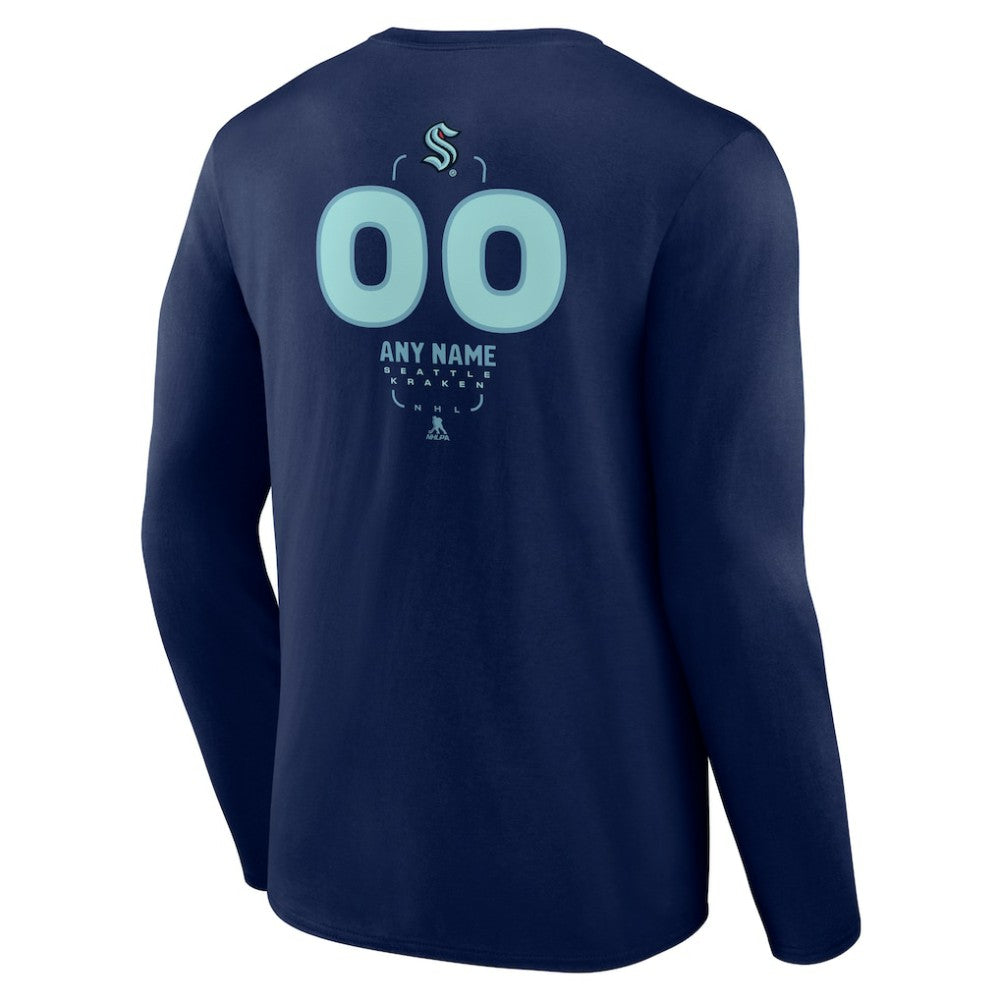 Seattle Kraken Personalized Name & Number Midfielder Long Sleeve T-Shirt - Deep Sea Blue T-shirts