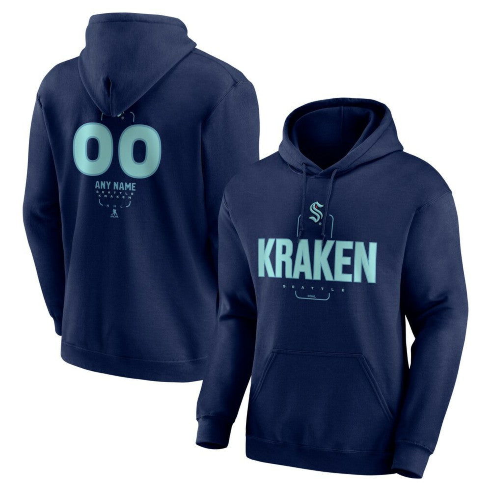 Seattle Kraken Personalized Name & Number Midfielder Pullover Hoodie - Deep Sea Blue Hoodies
